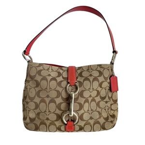 Coach Tan and Red Shoulder Bag